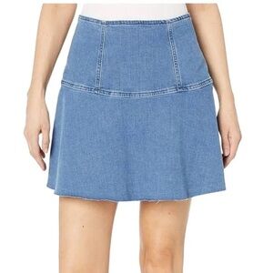 Free People We the Free blue denim flare mini skirt